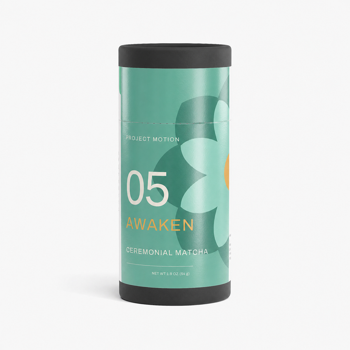 05 AWAKEN — Ceremonial Matcha packaging, front view